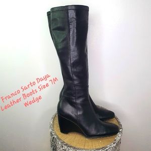 Franco Sarto Daya Wmn's Sz 7.5 M  Leather Boots In Black